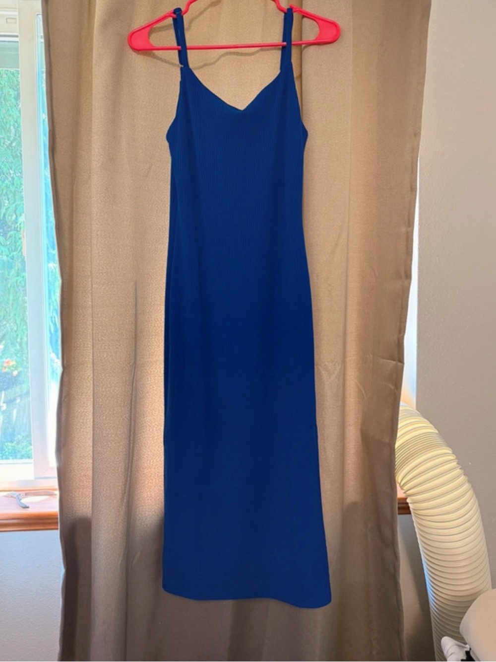 Cobalt Blue Ribbed Maxi Slip Dress